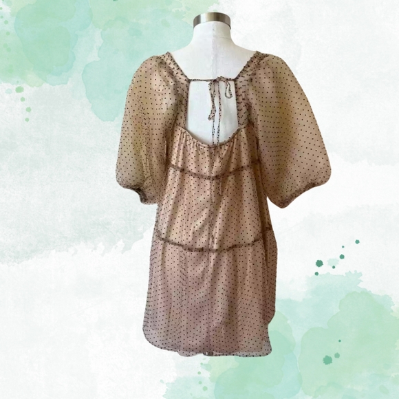 LUSH by Honey Babydoll Beige Polka Dot Mesh Dress - Picture 2 of 3
